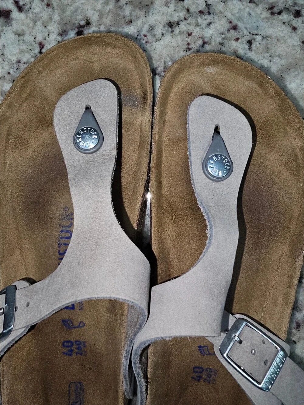 Birkenstock Thong Sandals Gray Nubuck Leather 9/40
